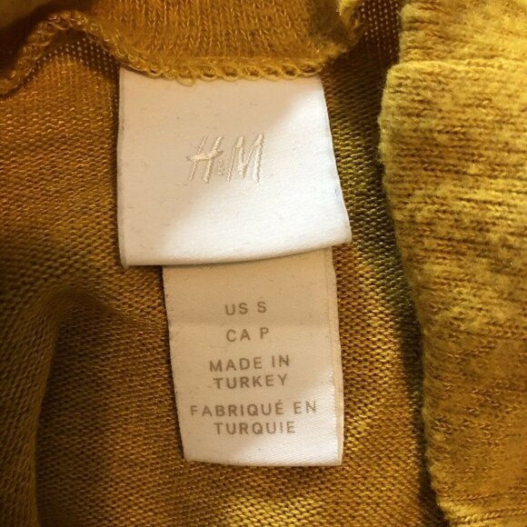 H&M So Soft! Stretch Mustard Fuzzy MedWeight Knit Shirt/Top Sweater Sz S - Picture 4 of 5